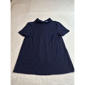 J Mclaughlin Womens Mock Neck Short Sleeve Top Size XS Navy Flare Dressy